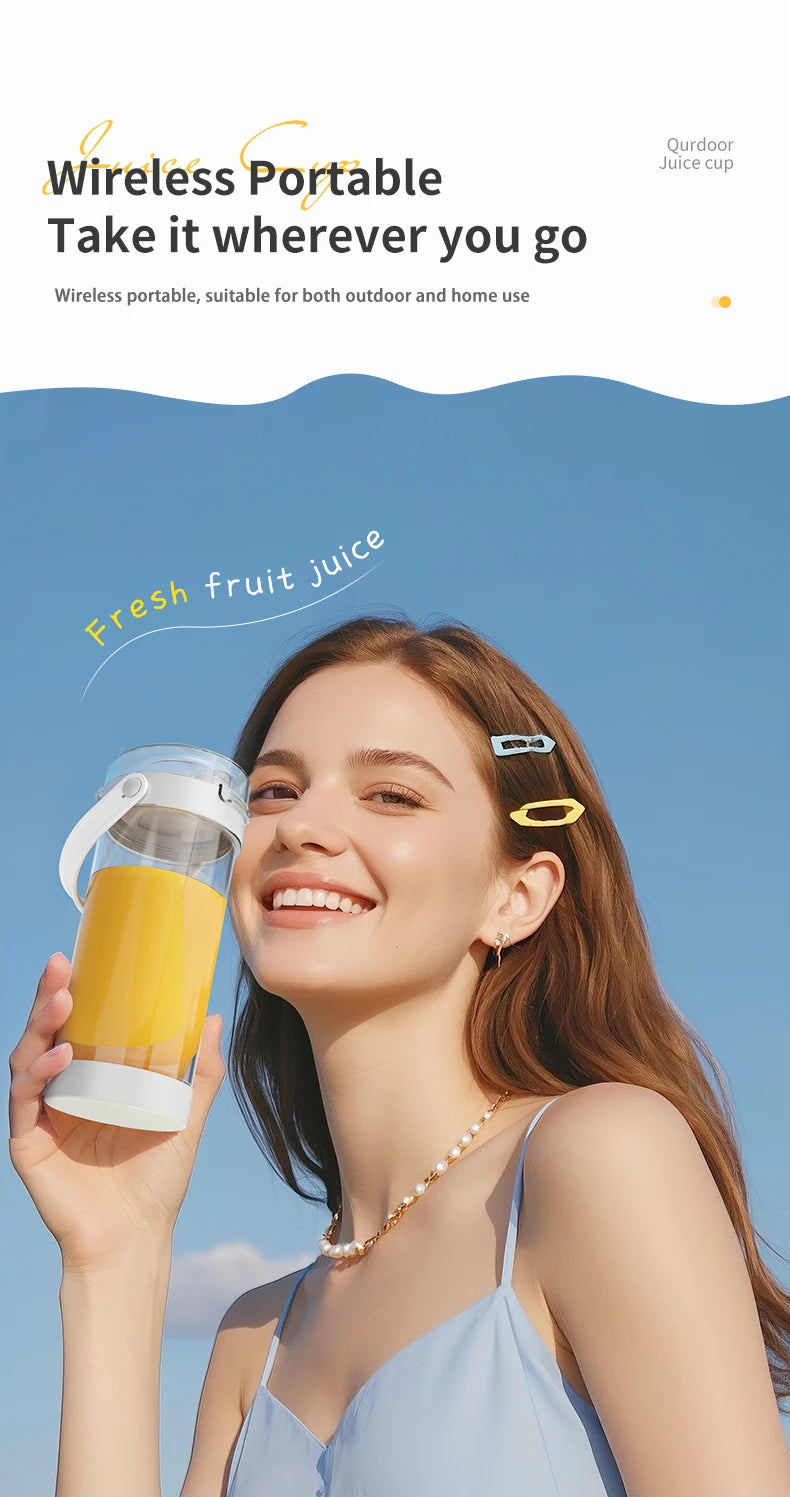 Portable Blender 600ML Electric USB Rechargeable Juicer for Smoothies Fruits Personal Mini Juicer for Travel Outdoor Fitness