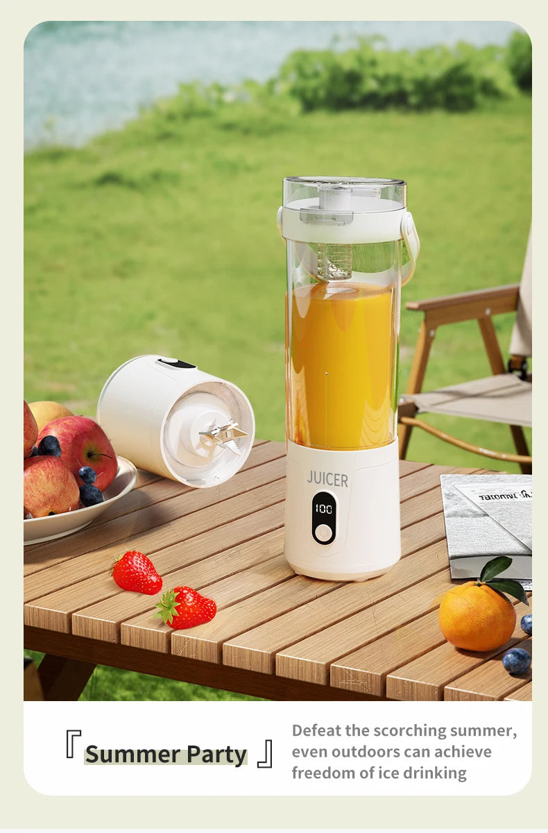 Portable Blender 600ML Electric USB Rechargeable Juicer for Smoothies Fruits Personal Mini Juicer for Travel Outdoor Fitness