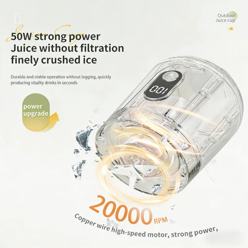 Portable Blender 600ML Electric USB Rechargeable Juicer for Smoothies Fruits Personal Mini Juicer for Travel Outdoor Fitness