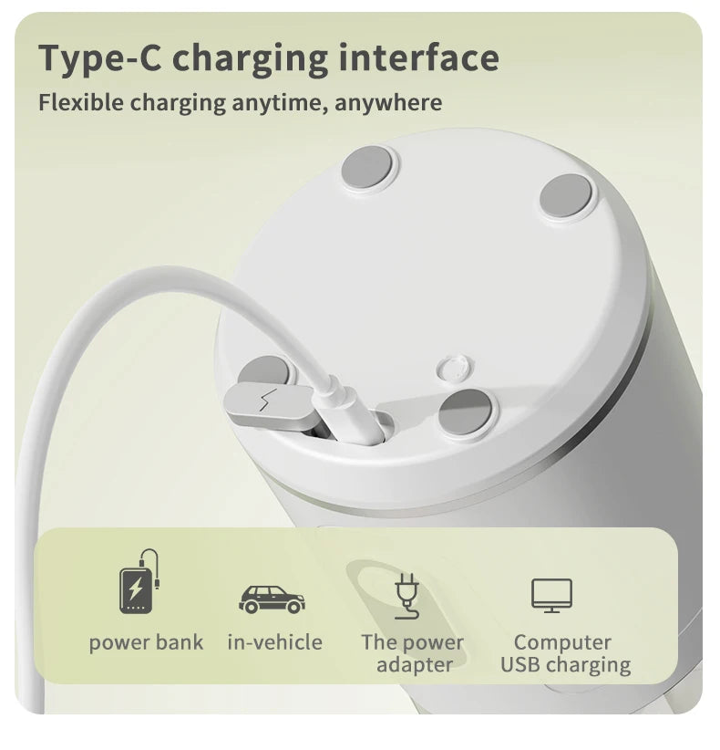 Portable Blender 600ML Electric USB Rechargeable Juicer for Smoothies Fruits Personal Mini Juicer for Travel Outdoor Fitness