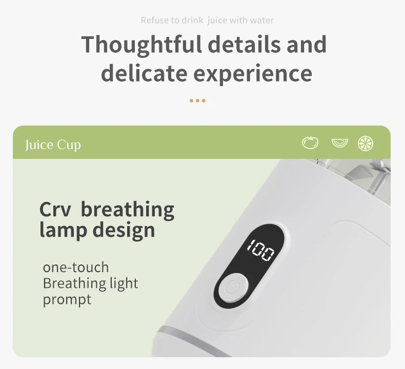 Portable Blender 600ML Electric USB Rechargeable Juicer for Smoothies Fruits Personal Mini Juicer for Travel Outdoor Fitness